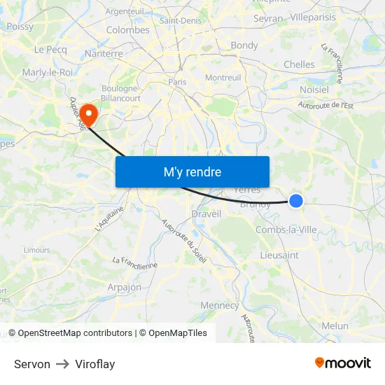Servon to Viroflay map