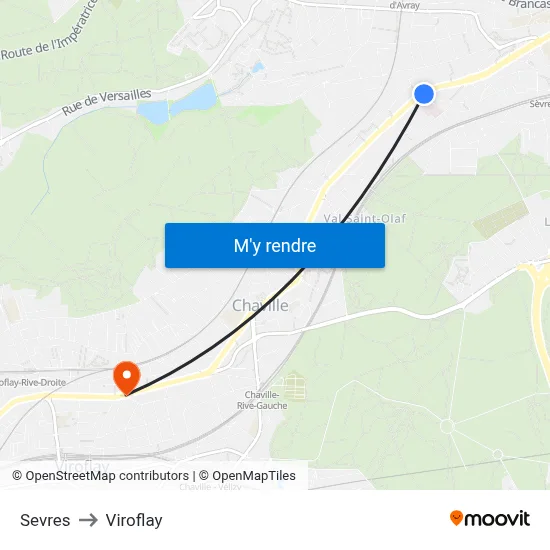 Sevres to Viroflay map