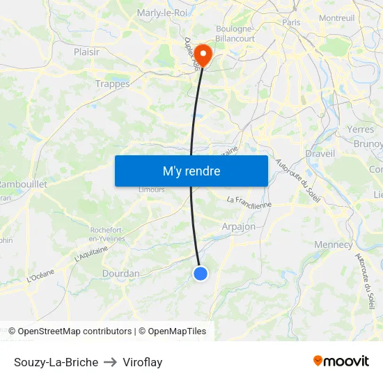 Souzy-La-Briche to Viroflay map
