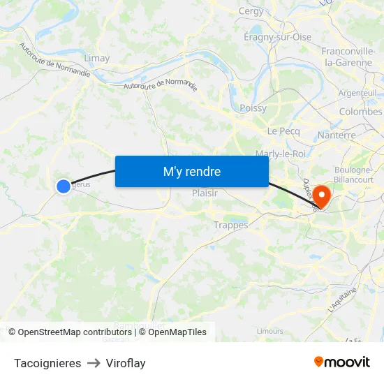 Tacoignieres to Viroflay map