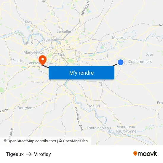 Tigeaux to Viroflay map