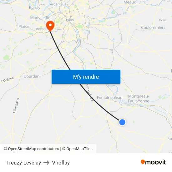 Treuzy-Levelay to Viroflay map