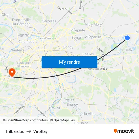 Trilbardou to Viroflay map