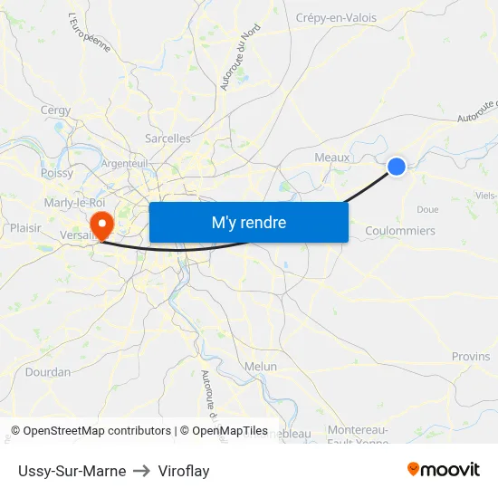 Ussy-Sur-Marne to Viroflay map