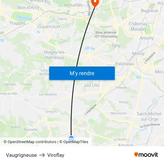 Vaugrigneuse to Viroflay map