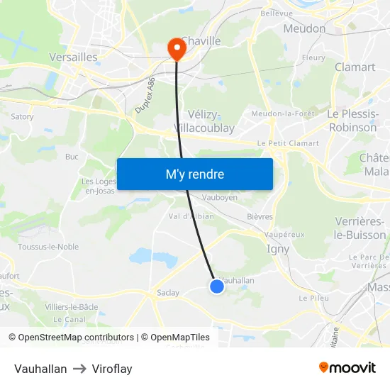 Vauhallan to Viroflay map