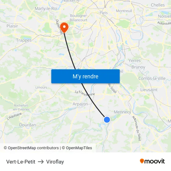 Vert-Le-Petit to Viroflay map