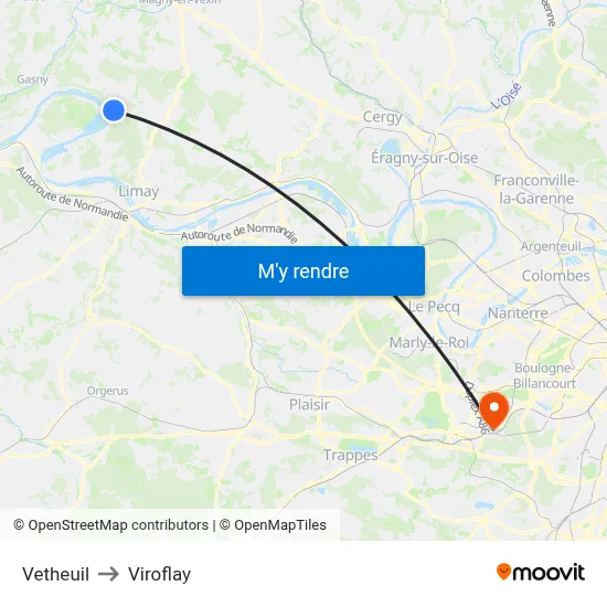 Vetheuil to Viroflay map