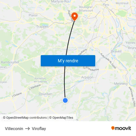 Villeconin to Viroflay map