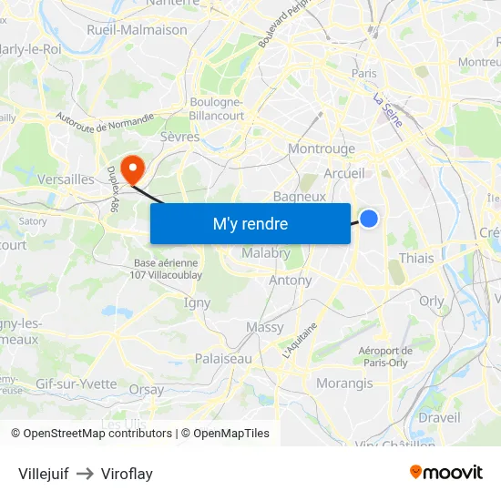 Villejuif to Viroflay map