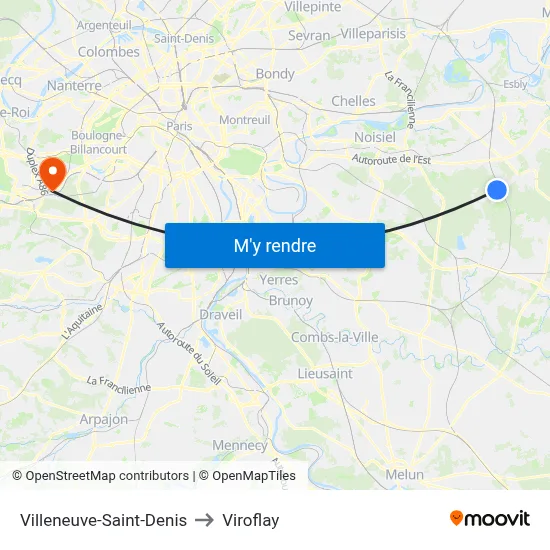 Villeneuve-Saint-Denis to Viroflay map