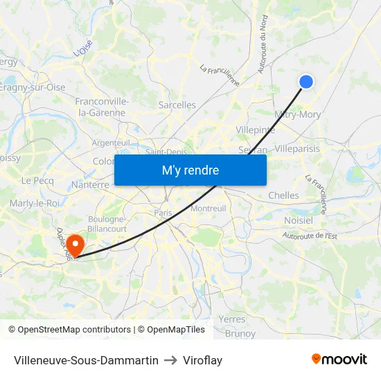 Villeneuve-Sous-Dammartin to Viroflay map