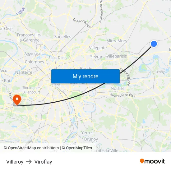 Villeroy to Viroflay map