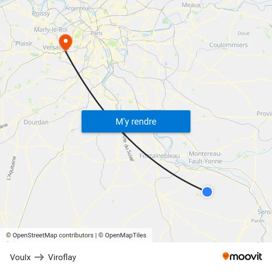 Voulx to Viroflay map