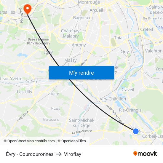 Évry - Courcouronnes to Viroflay map