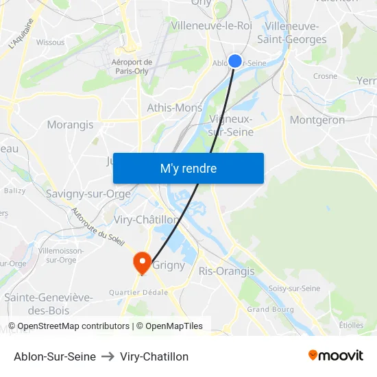 Ablon-Sur-Seine to Viry-Chatillon map
