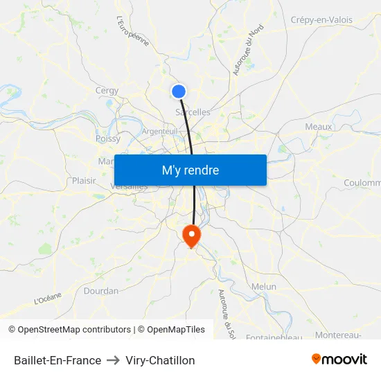 Baillet-En-France to Viry-Chatillon map