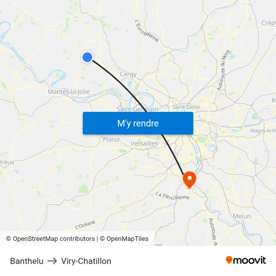 Banthelu to Viry-Chatillon map