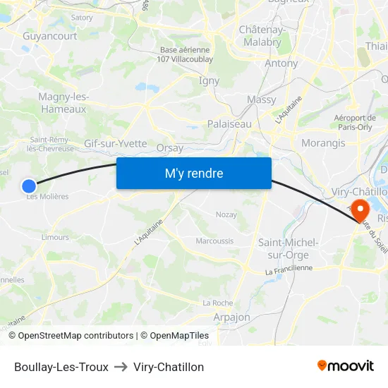 Boullay-Les-Troux to Viry-Chatillon map