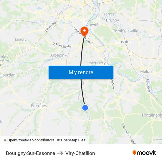 Boutigny-Sur-Essonne to Viry-Chatillon map