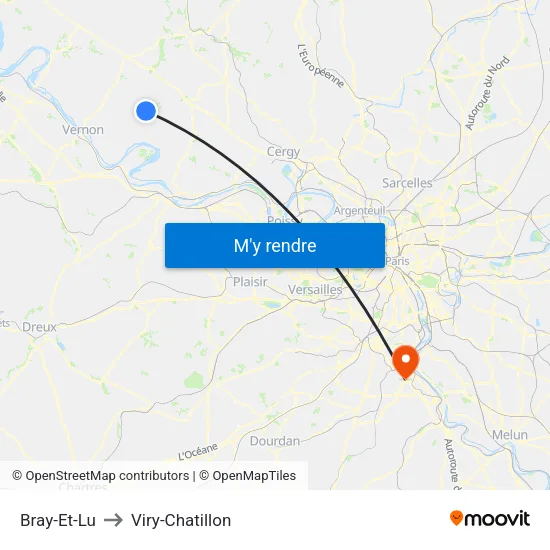 Bray-Et-Lu to Viry-Chatillon map