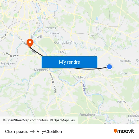 Champeaux to Viry-Chatillon map