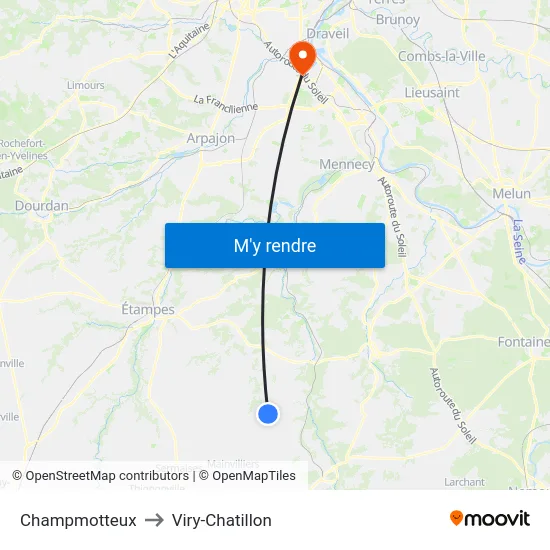 Champmotteux to Viry-Chatillon map
