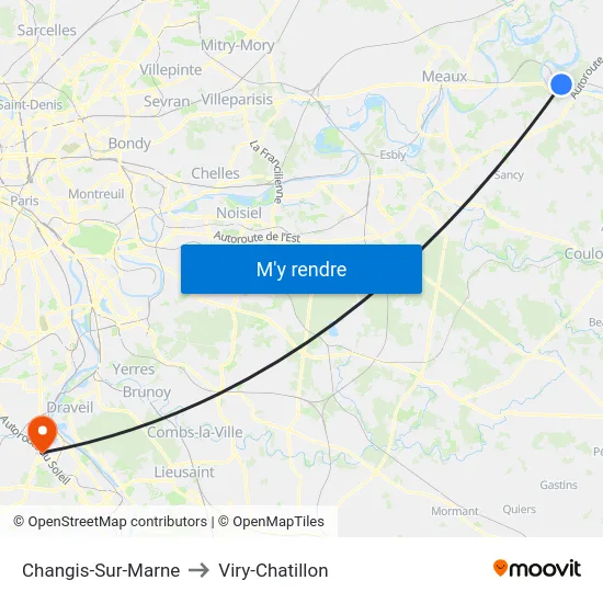 Changis-Sur-Marne to Viry-Chatillon map