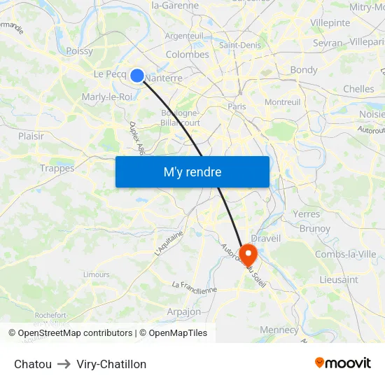 Chatou to Viry-Chatillon map