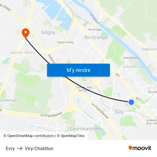 Evry to Viry-Chatillon map