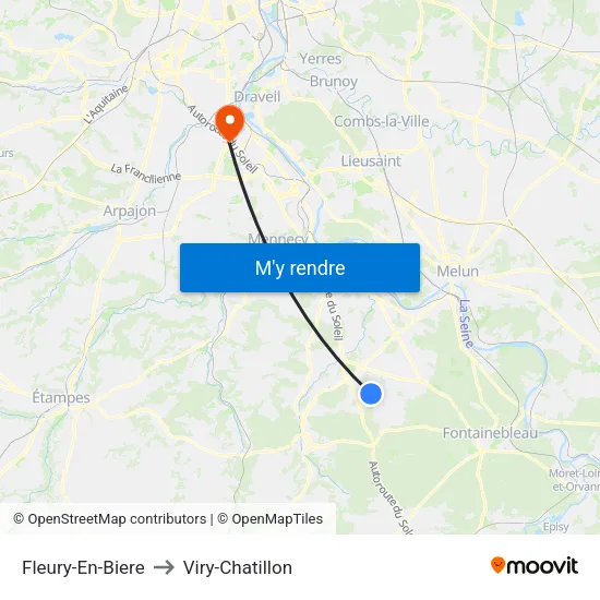 Fleury-En-Biere to Viry-Chatillon map