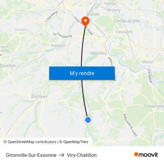 Gironville-Sur-Essonne to Viry-Chatillon map