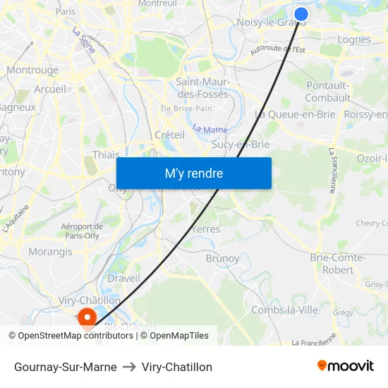 Gournay-Sur-Marne to Viry-Chatillon map