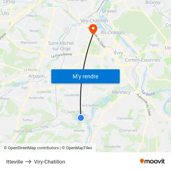 Itteville to Viry-Chatillon map