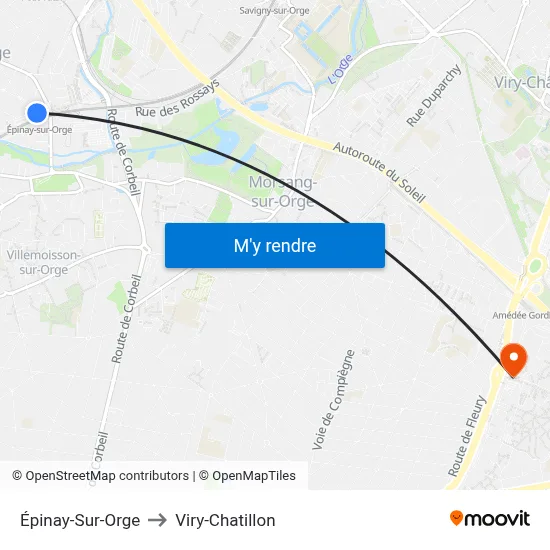 Épinay-Sur-Orge to Viry-Chatillon map
