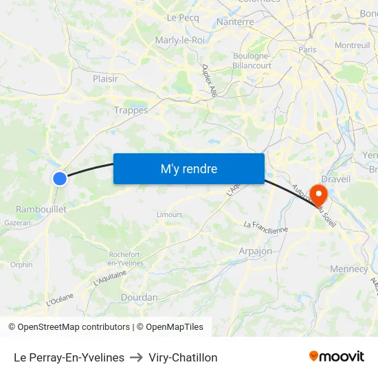 Le Perray-En-Yvelines to Viry-Chatillon map