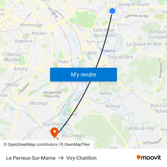 Le Perreux-Sur-Marne to Viry-Chatillon map