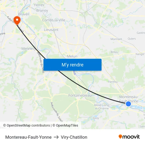 Montereau-Fault-Yonne to Viry-Chatillon map