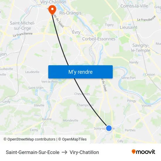 Saint-Germain-Sur-Ecole to Viry-Chatillon map