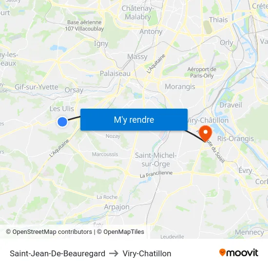 Saint-Jean-De-Beauregard to Viry-Chatillon map