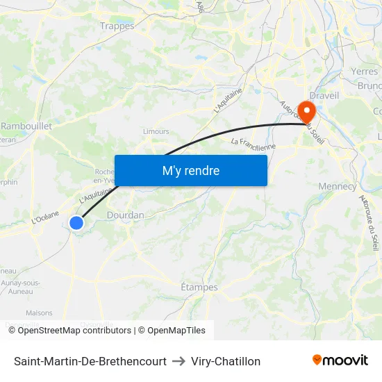 Saint-Martin-De-Brethencourt to Viry-Chatillon map