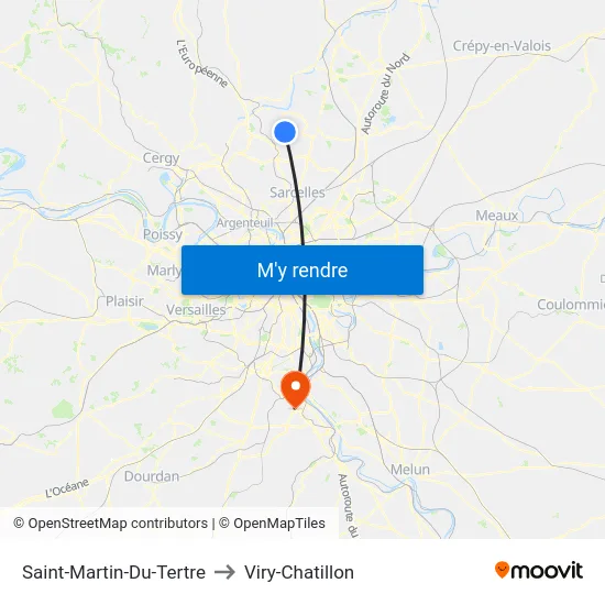 Saint-Martin-Du-Tertre to Viry-Chatillon map