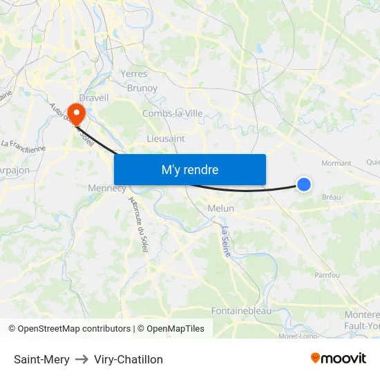 Saint-Mery to Viry-Chatillon map