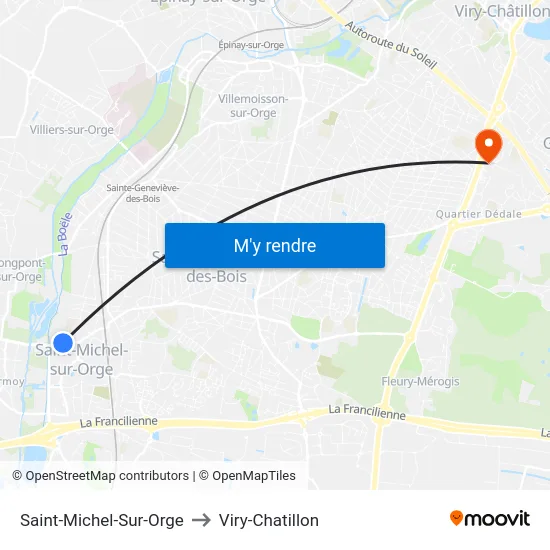 Saint-Michel-Sur-Orge to Viry-Chatillon map