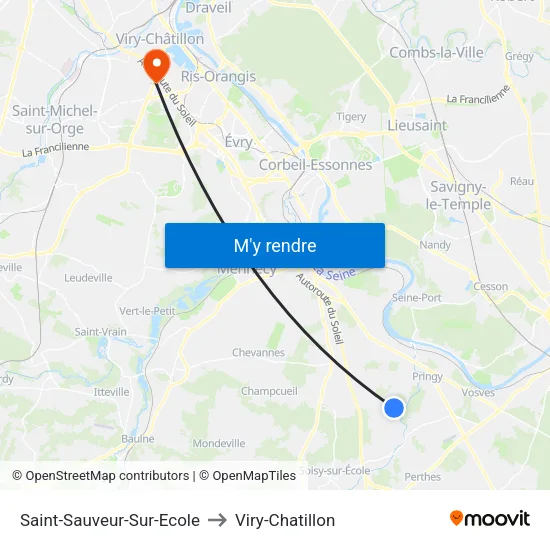Saint-Sauveur-Sur-Ecole to Viry-Chatillon map