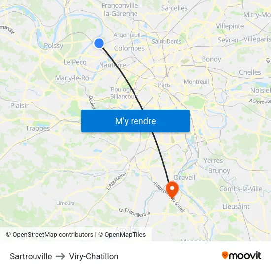 Sartrouville to Viry-Chatillon map