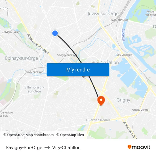 Savigny-Sur-Orge to Viry-Chatillon map
