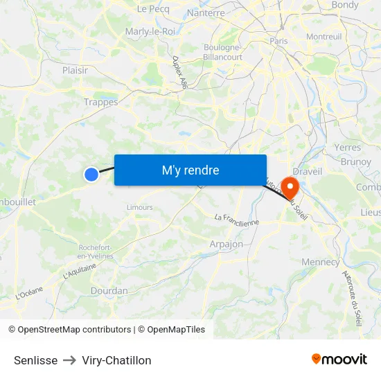 Senlisse to Viry-Chatillon map