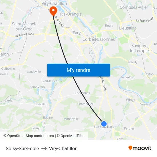 Soisy-Sur-Ecole to Viry-Chatillon map