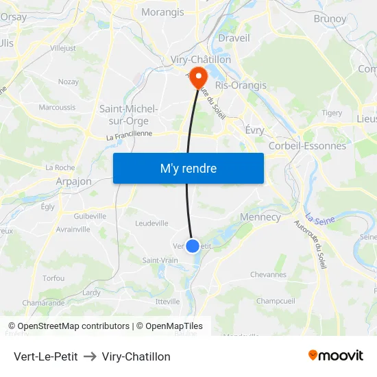 Vert-Le-Petit to Viry-Chatillon map